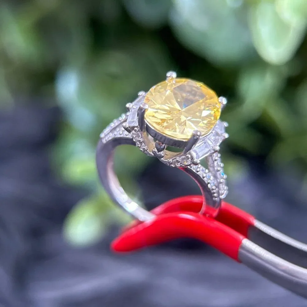 Lemon Quartz/Cz Silver 925 Ring‎